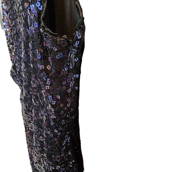 Cache Women's Party Dress Cocktail Sequins Mini Cutout Back Purple Black Size 10 - Picture 10 of 11